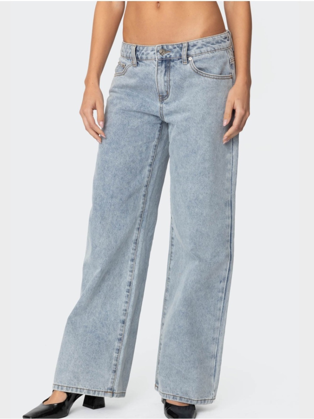 Edikted Light Wash Wide Leg Jeans